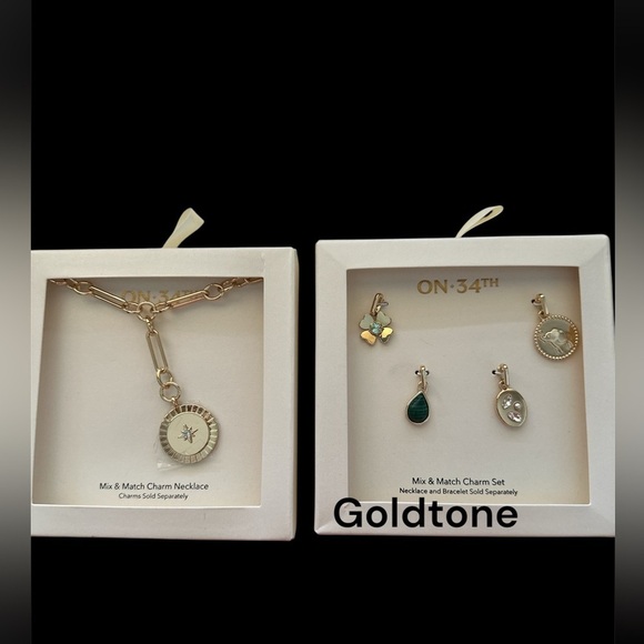 On-34Th Jewelry - ON 34TH Goldtone Necklace And Set Of Charms Bundle Of 2 Jewelries BNWT